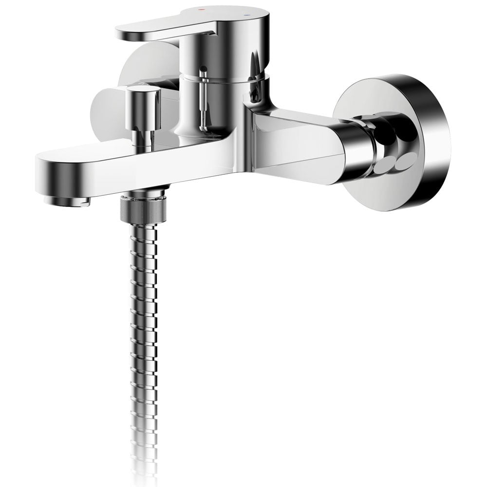 Nuie Arvan Chrome Wall Mounted Bath Shower Mixer Tap With Kit - ARV316