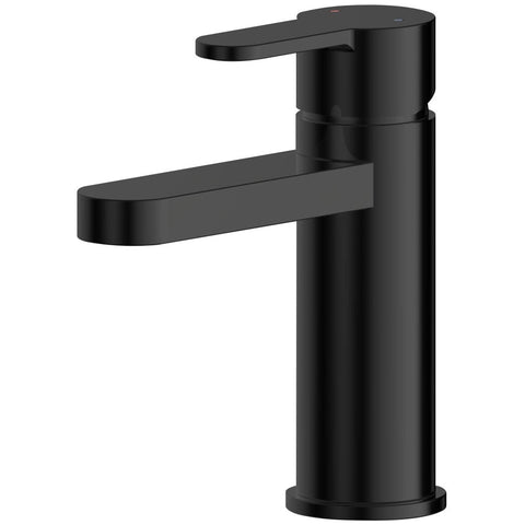 Nuie Arvan Matt Black Mono Basin Mixer Tap with Push Button Waste - ARV405