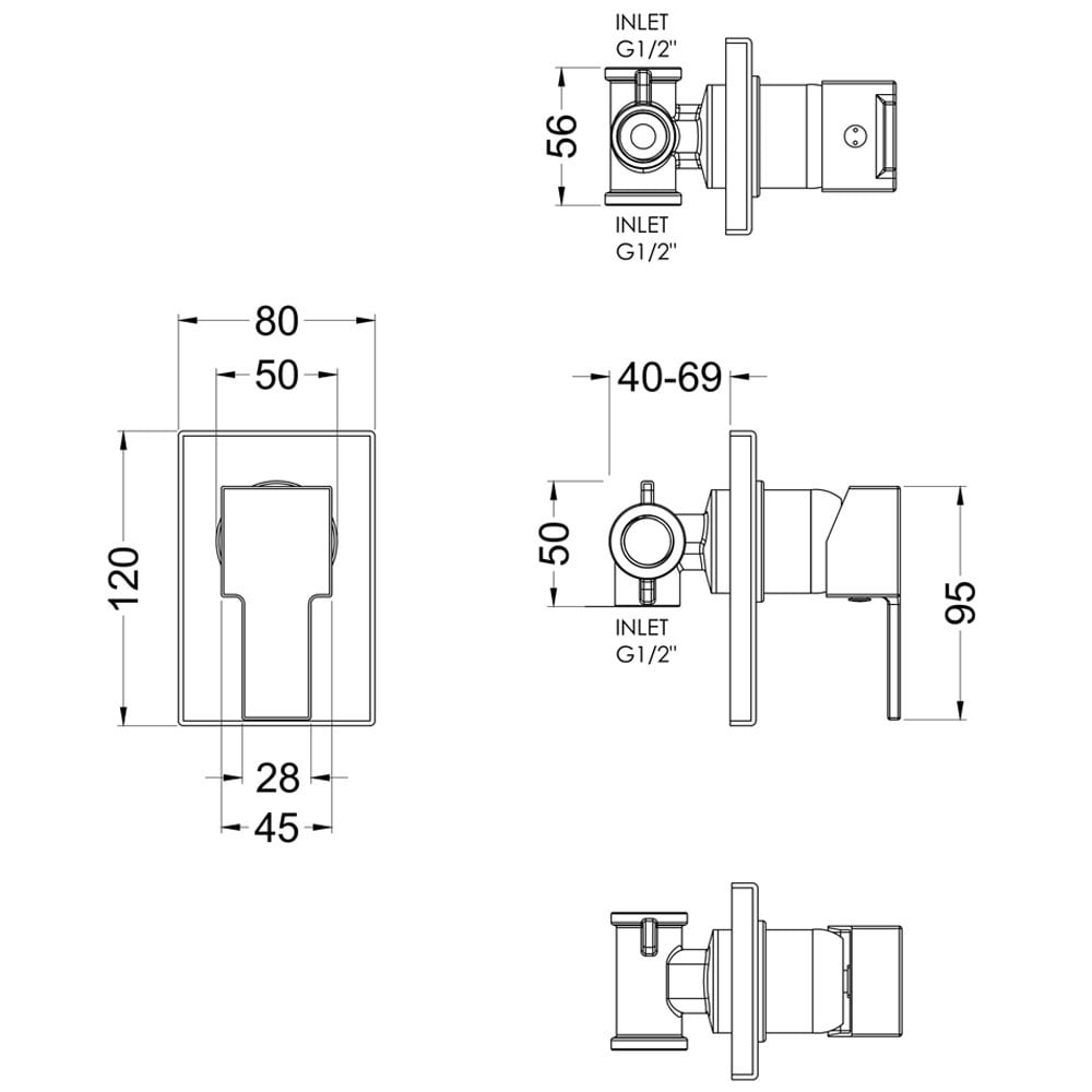 Nuie Sanford Chrome Concealed Manual Shower Valve - SANMV10