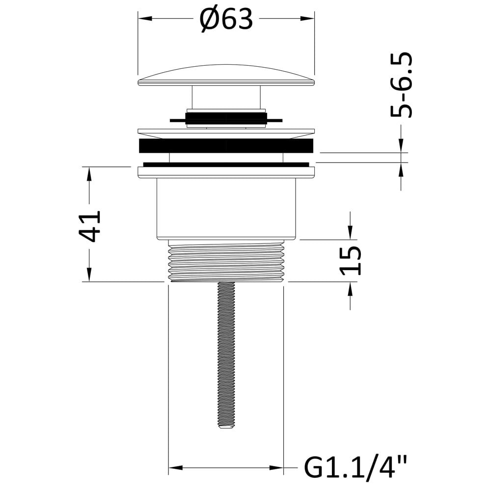 Nuie Universal Chrome Push Button Slotted & Un-Slotted Basin Waste - EK310