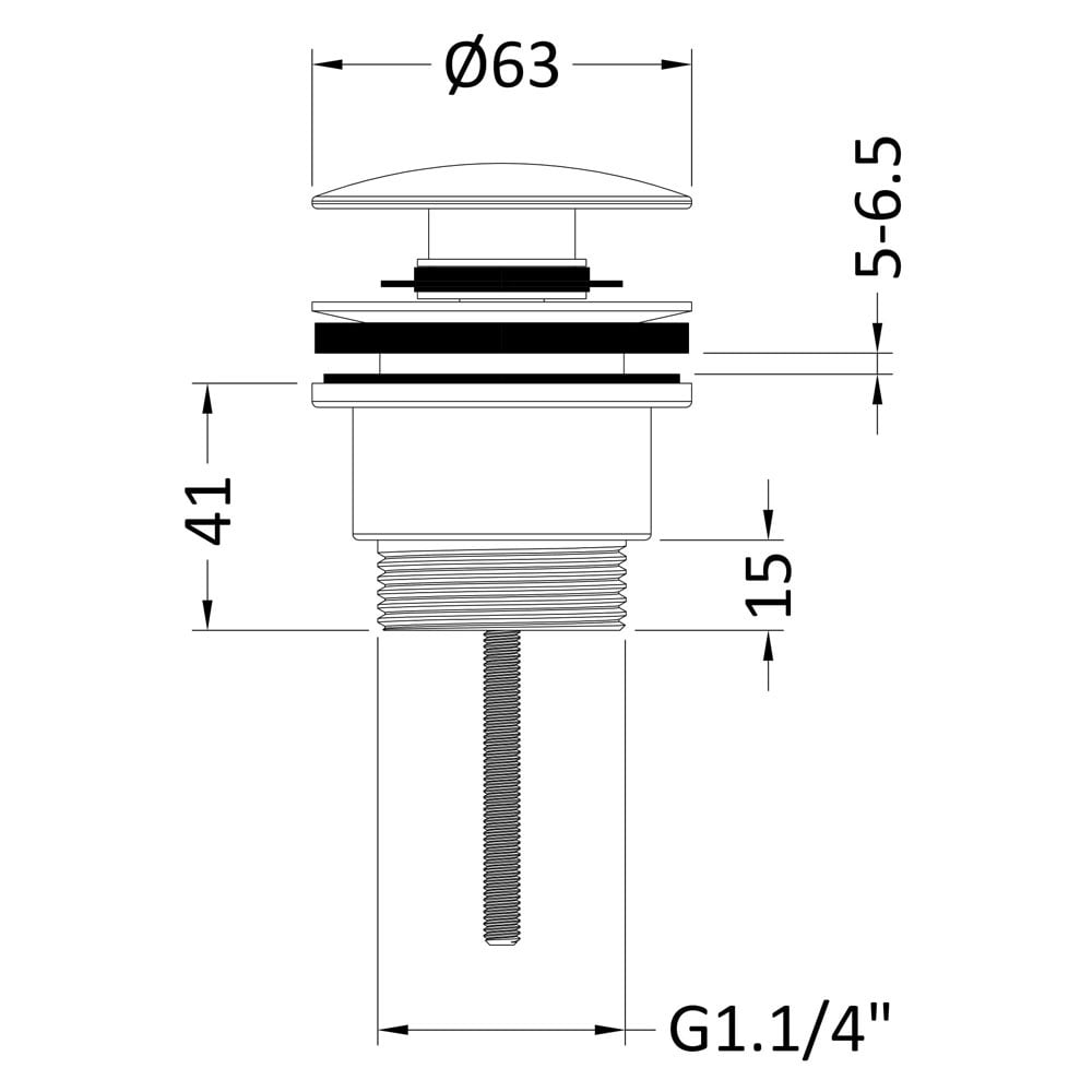 Nuie Universal Black Push Button Slotted & Un-Slotted Basin Waste - EK410