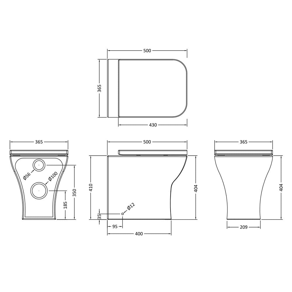 Nuie Ava White Back to Wall Pan Toilet & Soft Close Seat - NCG406
