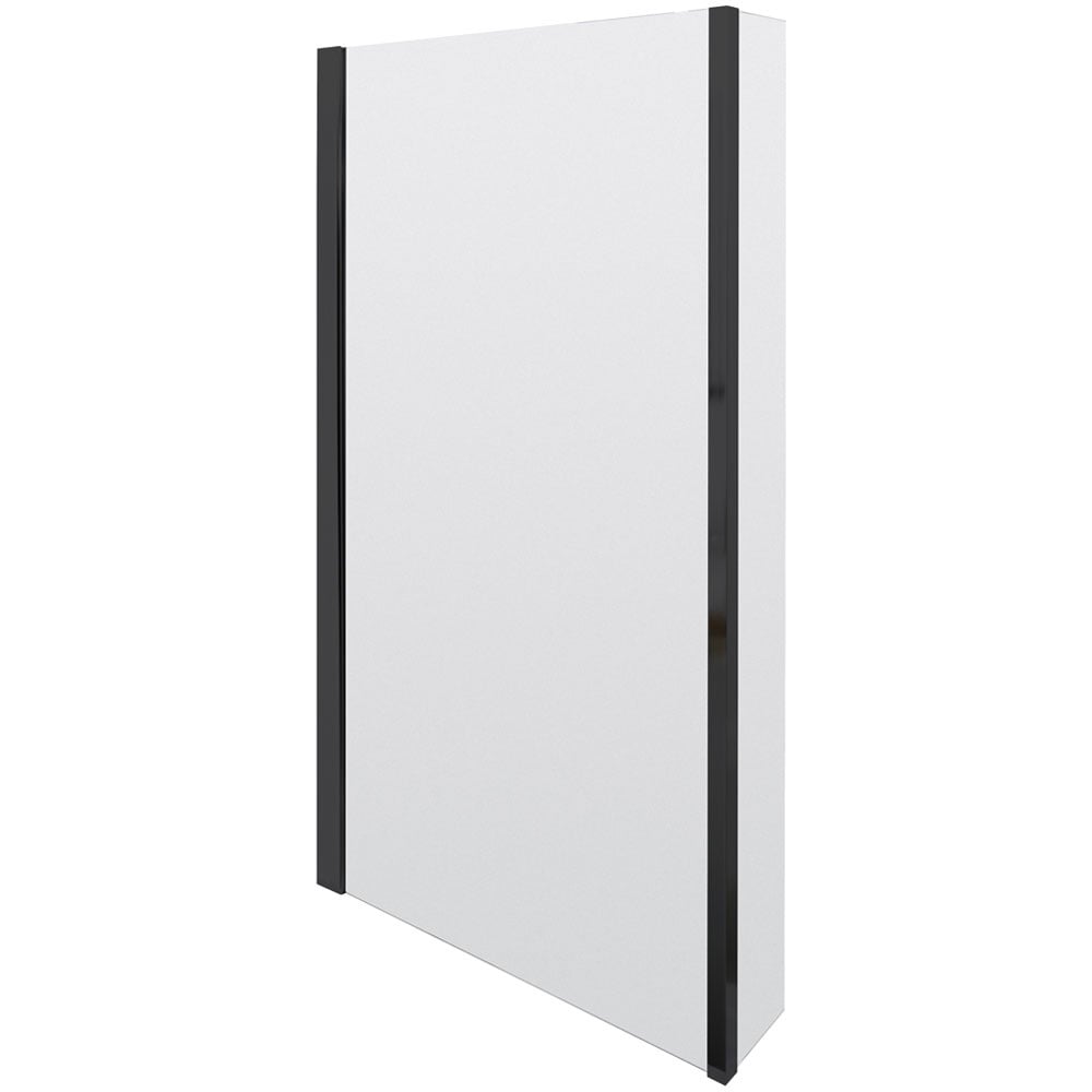 Nuie Pacific Matt Black Square Bath Screen With Fixed Return - NSBS7BP