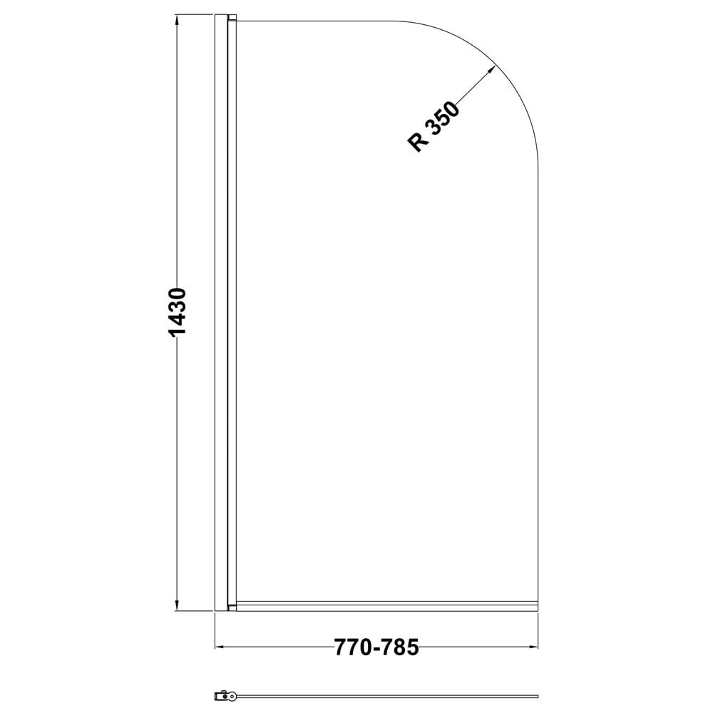 Nuie Pacific Matt Black Square Bath Screen - NSS7BP