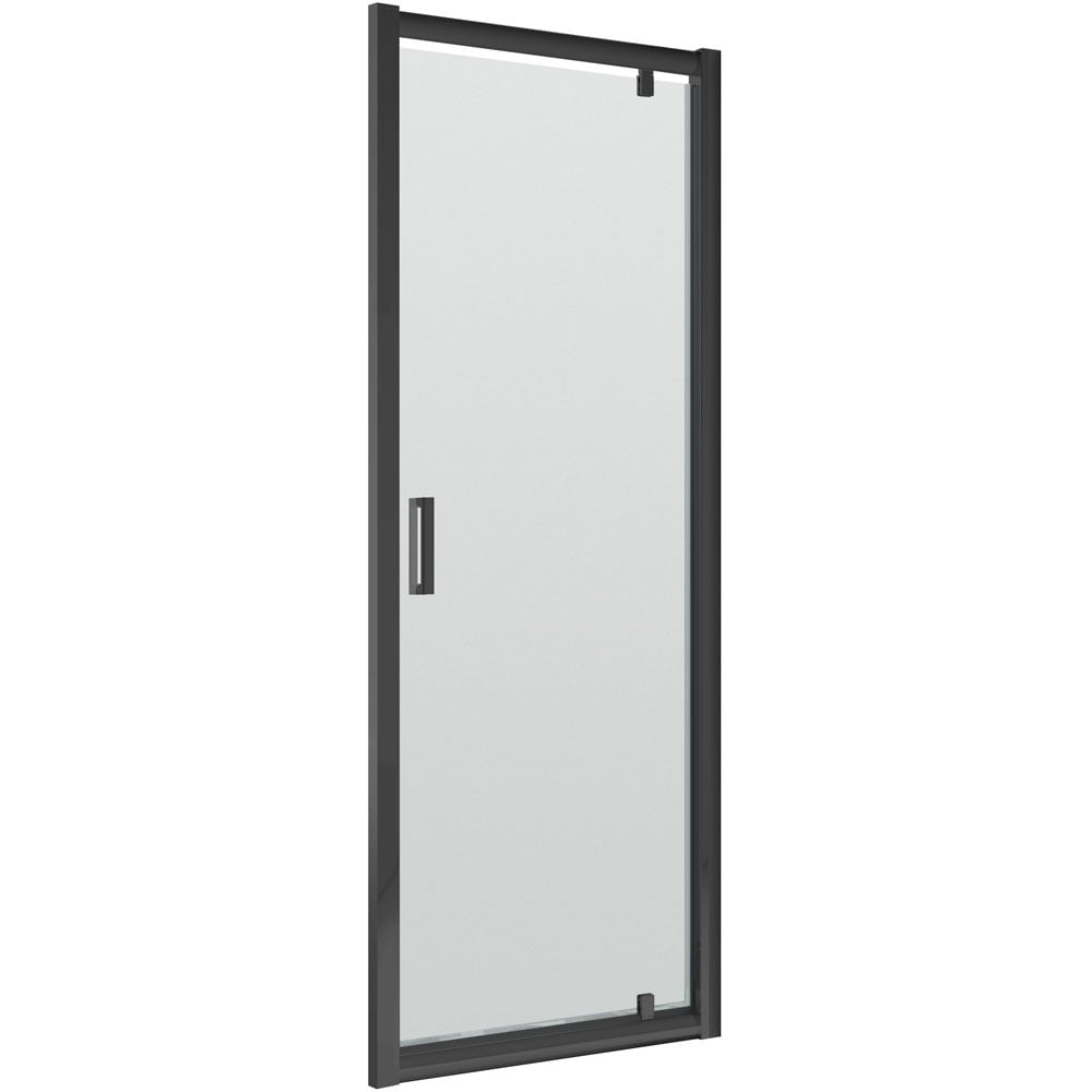 Nuie Pacific Matt Black Profile Pivot Shower Door 800mm - SQPD80BP