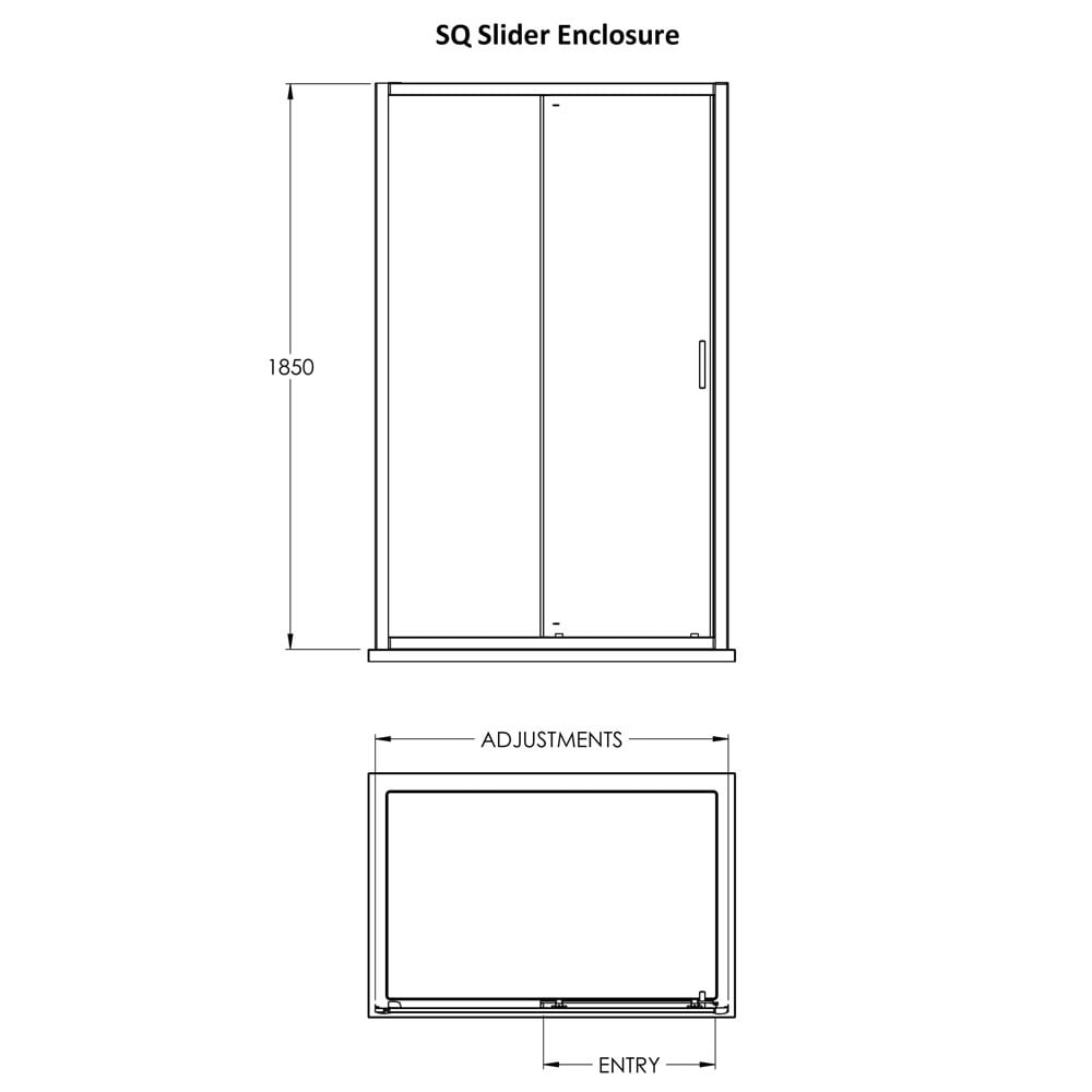 Nuie Pacific Matt Black 1200mm Profile Sliding Door Shower Enclosure
