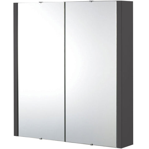 Nuie Parade Gloss Grey 600mm 2 Door Mirror Cabinet - NVM913
