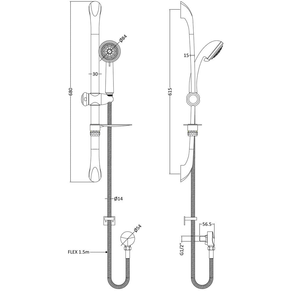Nuie Luxury Curved Slide Rail Kit - A3273A