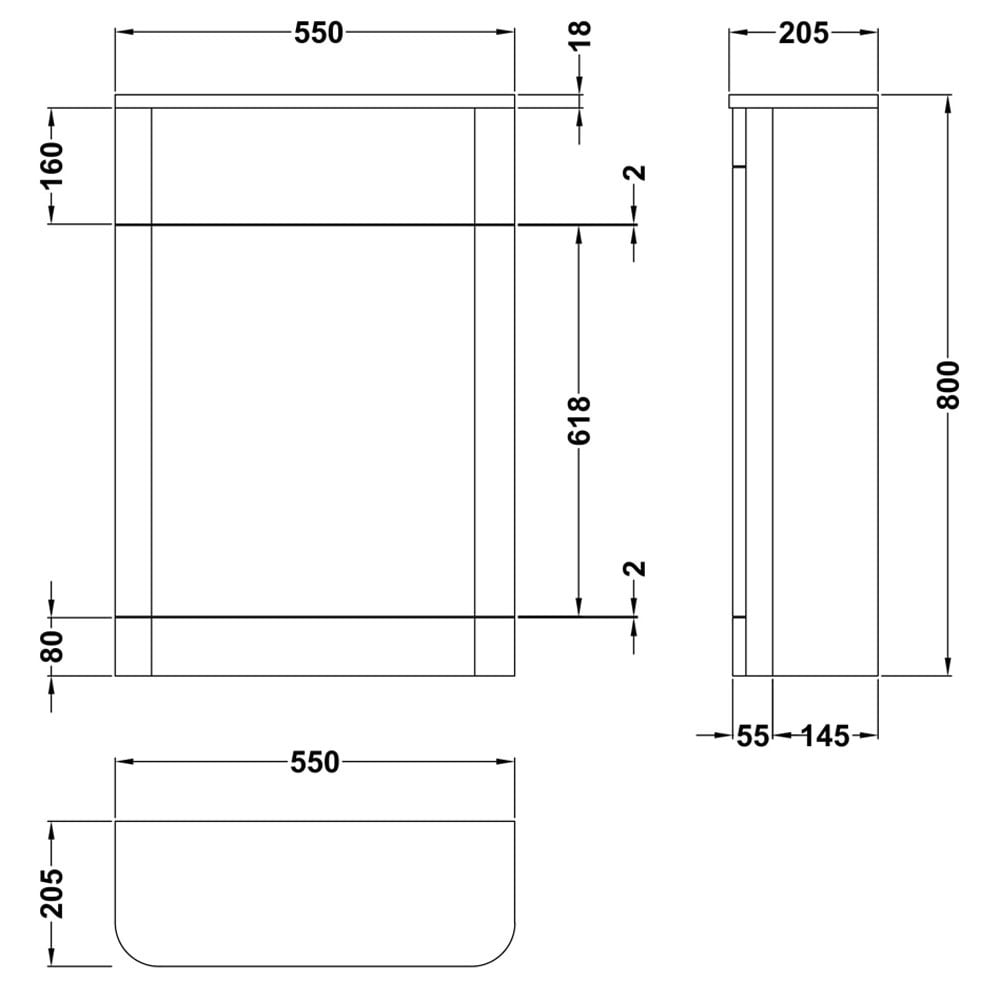 Nuie Parade 550mm Back to Wall WC Toilet Unit with Gloss, Soft, and Satin Finishes
