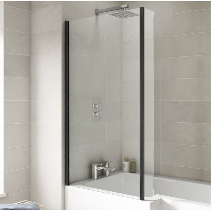 nuie-pacific-matt-black-square-bath-screen-with-fixed-return---nsbs7bp-