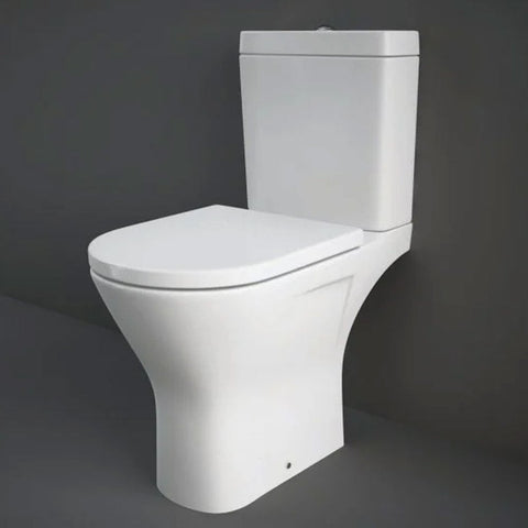 Rak Resort White Rimless Comfort Height Close Coupled Toilet Pan, Cistern & Soft Close Seat