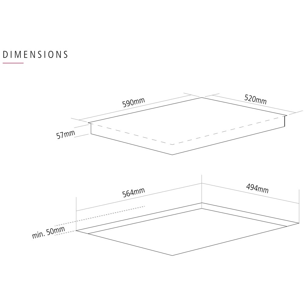 Caple 59cm Induction Black Glass Hob C847I