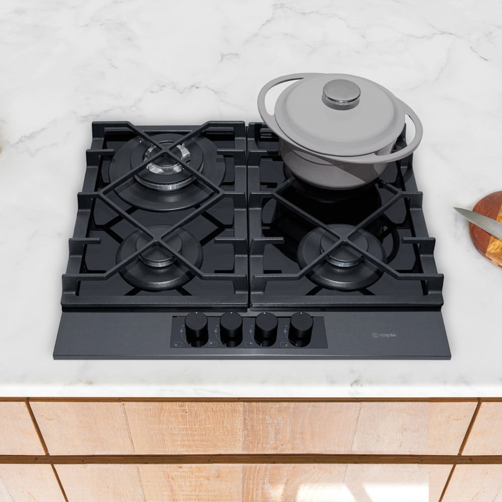 Caple 58.6cm Gunmetal Gas-On-Glass Hob C886G