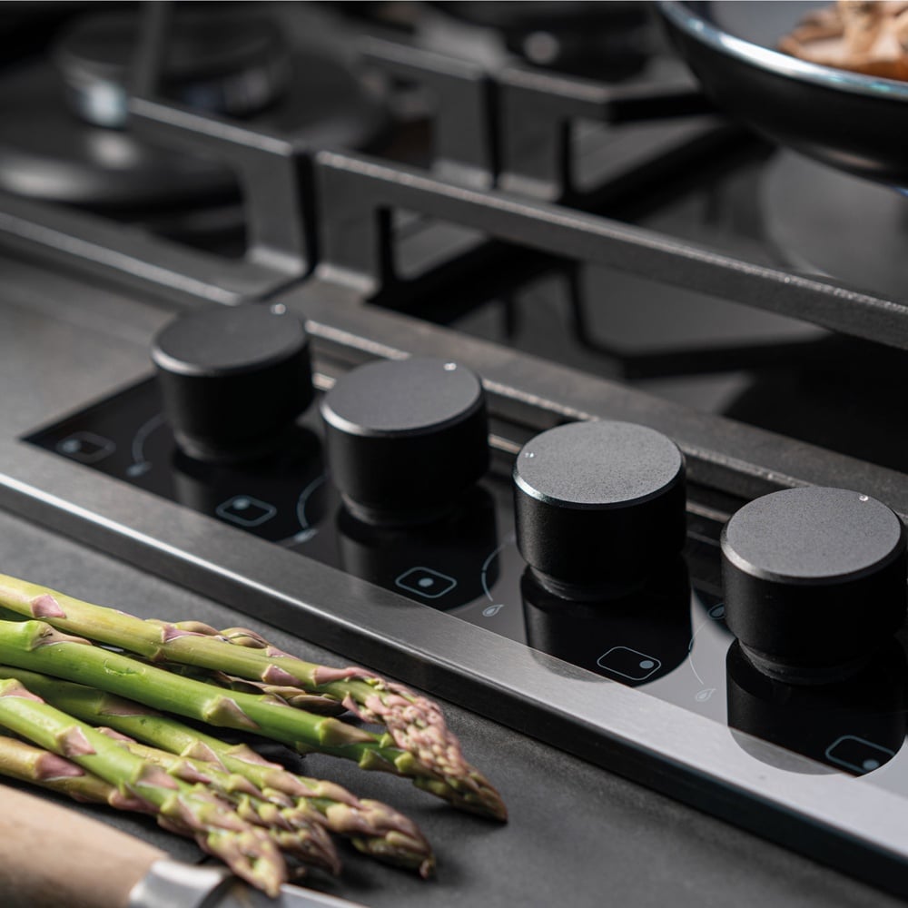 Caple 57.6mm Gunmetal Gas-On-Glass Hob C889G