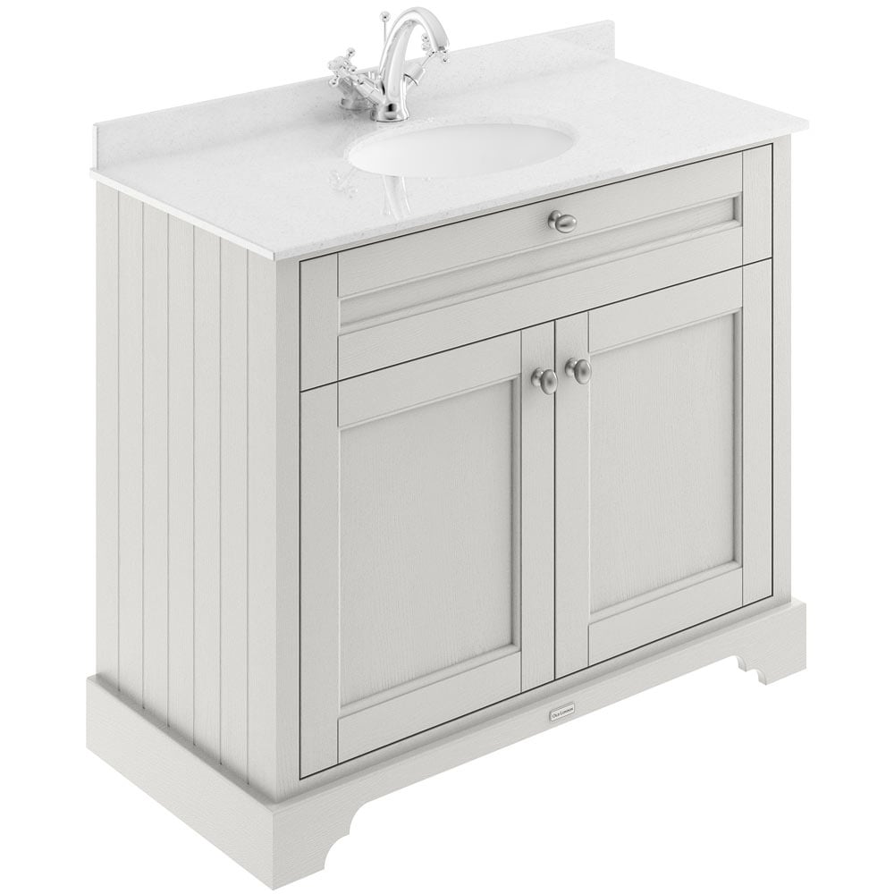 Hudson Reed Old London Timeless Sand 1000mm White Marble & 1TH Basin Vanity - LOF477