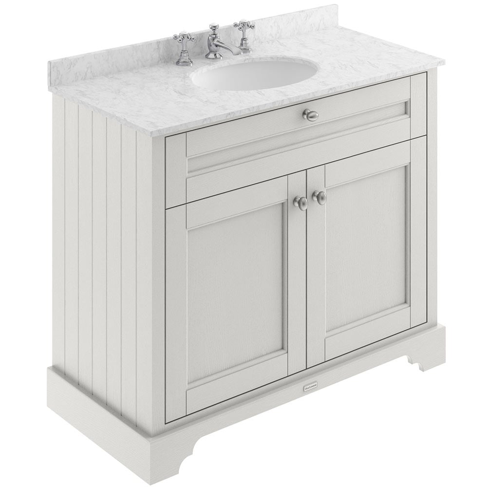 Hudson Reed Old London Timeless Sand 1000mm Carrara White Marble & 3TH Basin Vanity - LOF481