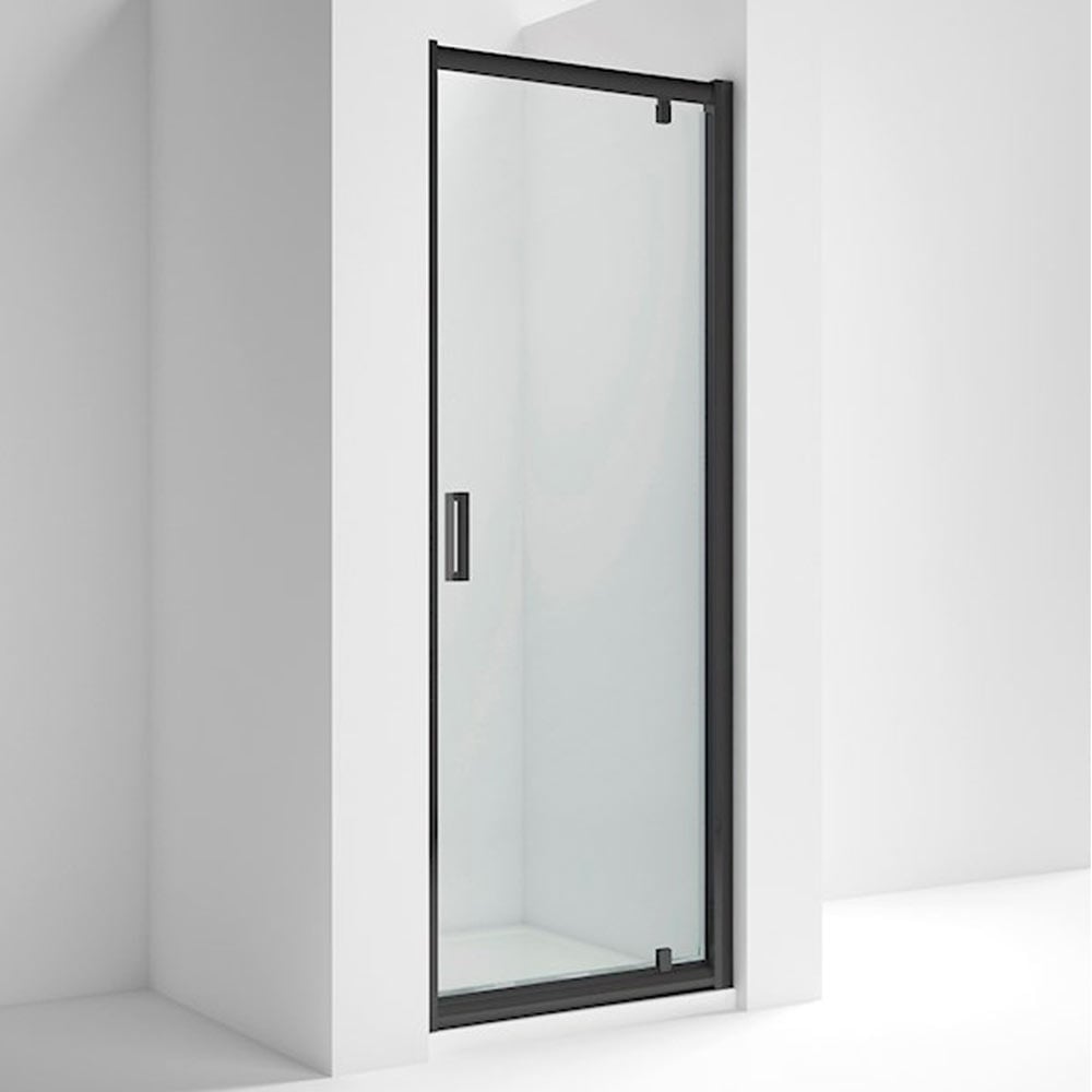 Nuie Pacific Matt Black Profile Pivot Shower Door 760mm - SQPD76BP