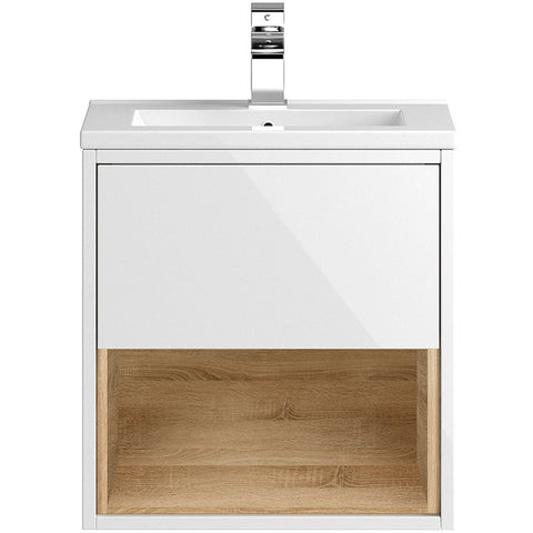 Hudson Reed Coast White Gloss 500mm Wall Hung Cabinet & Basin 2 - CST985