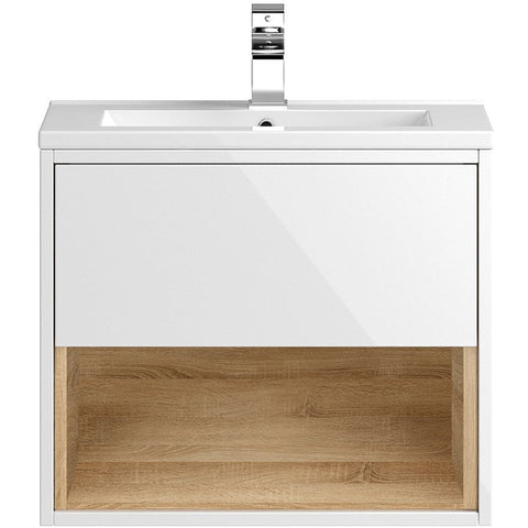 Hudson Reed Coast White Gloss 600mm Wall Hung Cabinet & Basin 2 - CST986