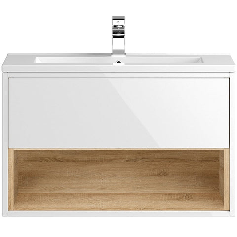 Hudson Reed Coast White Gloss 800mm Wall Hung Cabinet & Basin 2 - CST988