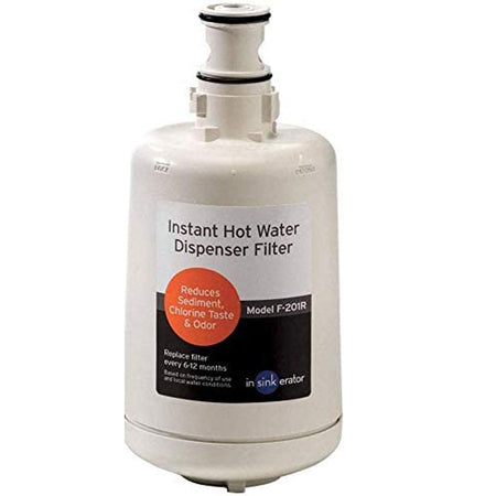 Replacement water filter cartridge with labels.