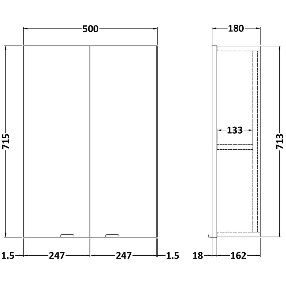 Hudson Reed Fusion Gloss Grey 500mm Wall Unit - OFF955