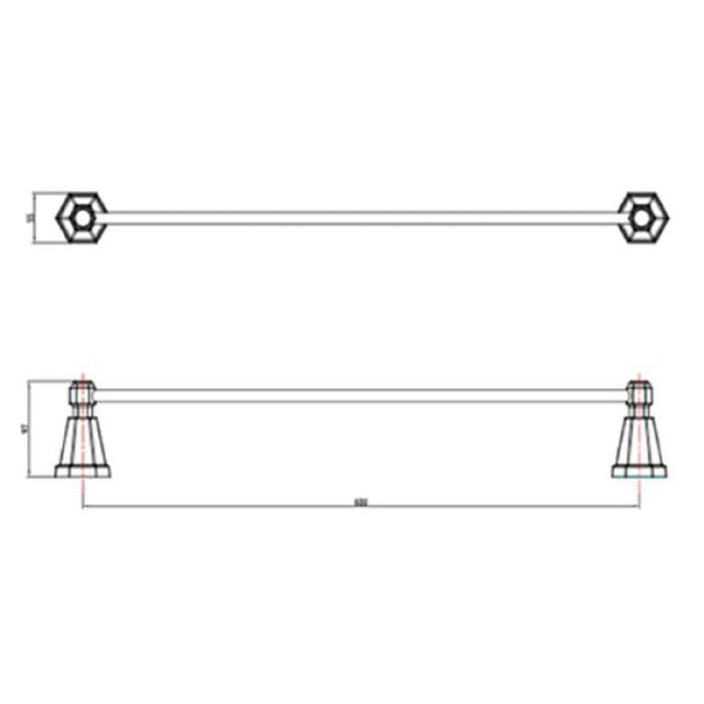 RAK Washington Chrome Single Towel Rail 600mm - RAKWTN9910