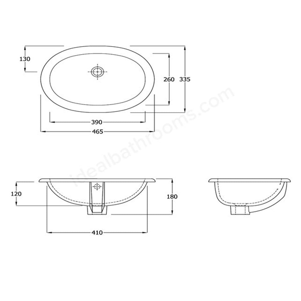 RAK Lily Alpine White Undermount Wash Basin 460mm - LILYUCVB