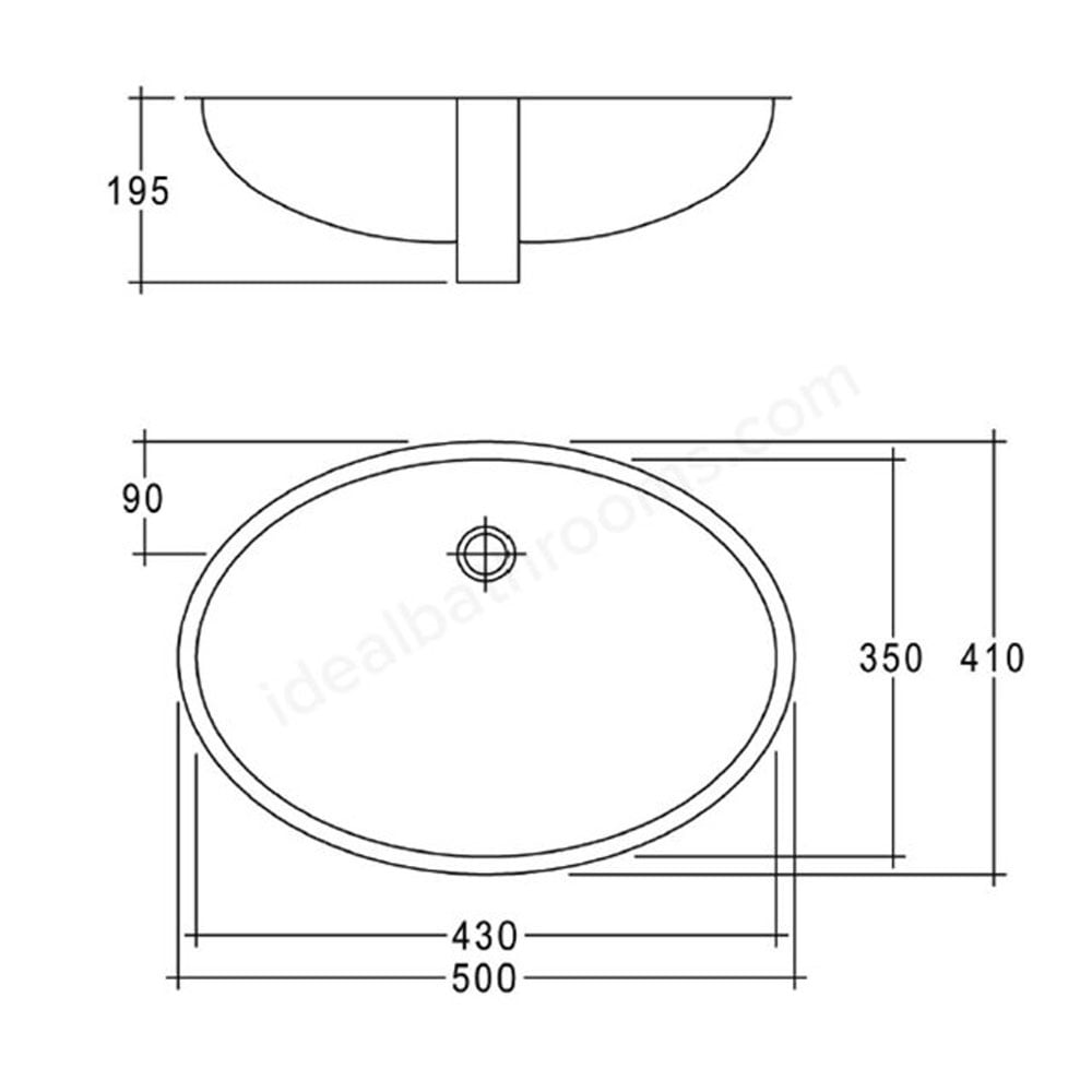 RAK Rosa Alpine White Undermount Wash Basin 500mm - ROSAVB50