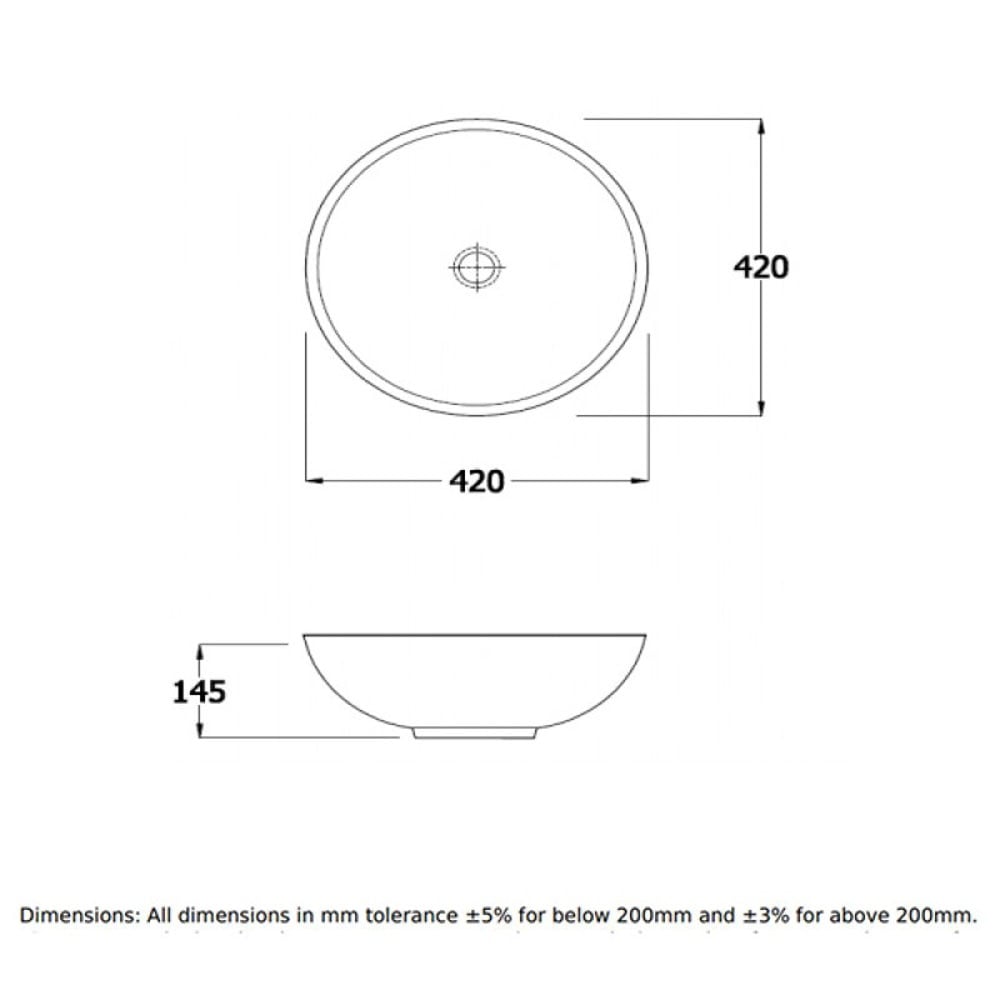 RAK Diana 420x420 Alpine White Sit-On Countertop Wash Basin - DIANAM
