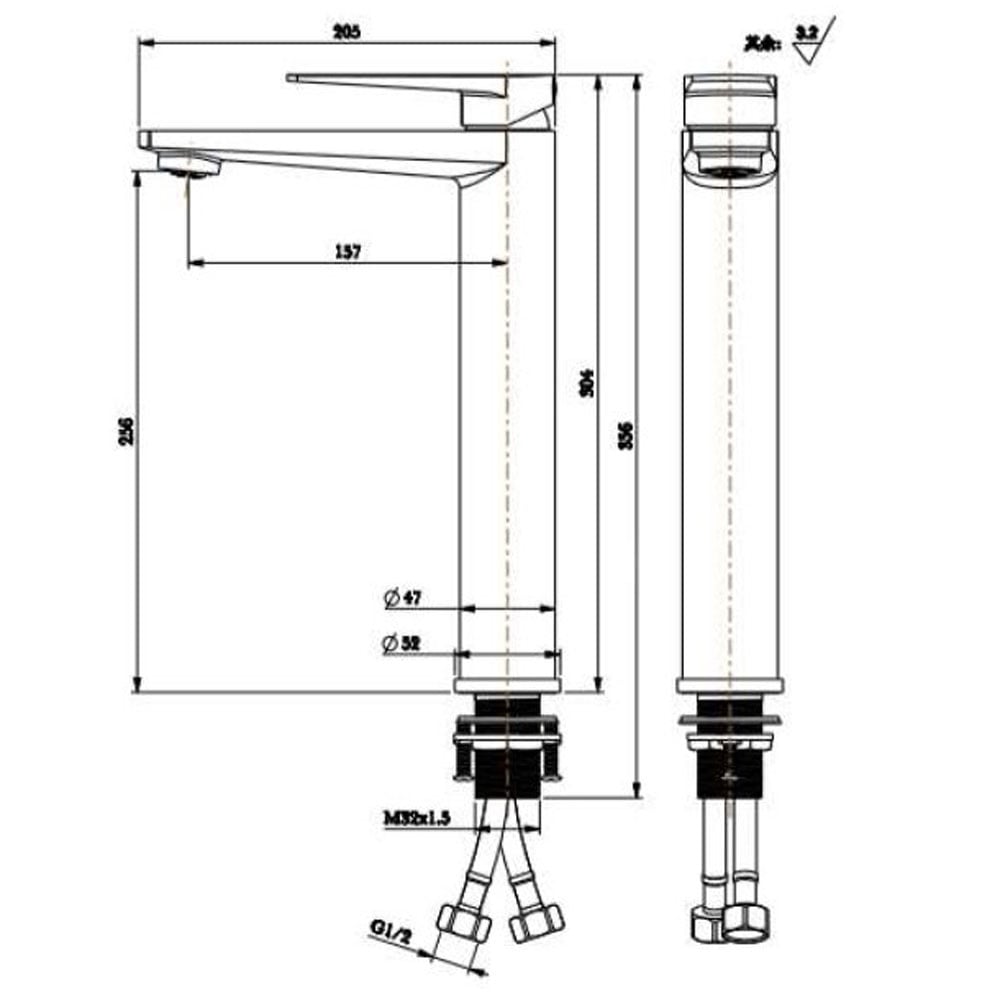RAK Blade Chrome Deck Mounted Mono Tall Basin Mixer Tap - RAKBLD3003