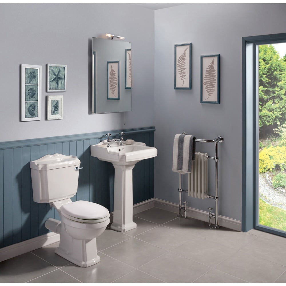 Nuie Legend White Close Coupled Toilet Pan, Cistern & Seat - CLG003