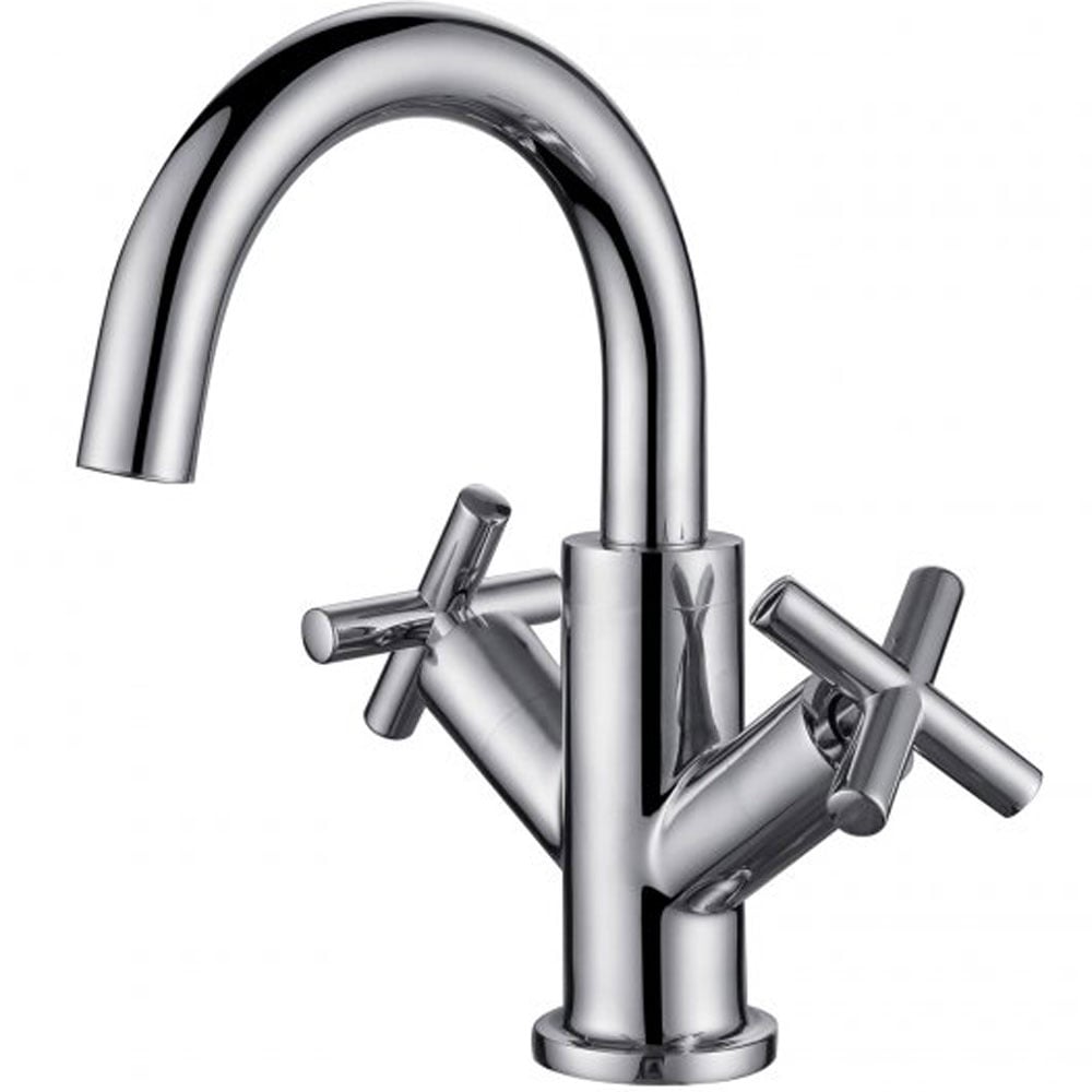 RAK Ella Chrome Dual Cross Handle Mono Basin Mixer Tap - RAKELL3001