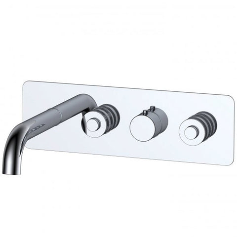 RAK Prima Tech Chrome Thermostatic 2 Outlet Concealed Shower Valve & Spout