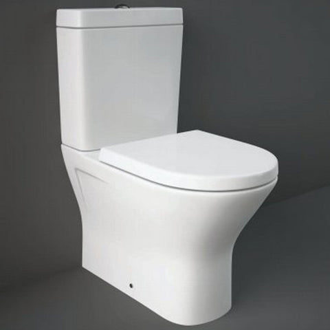 Rak Resort White Rimless Mini Close Coupled Toilet Pan, Cistern & Soft Close Seat