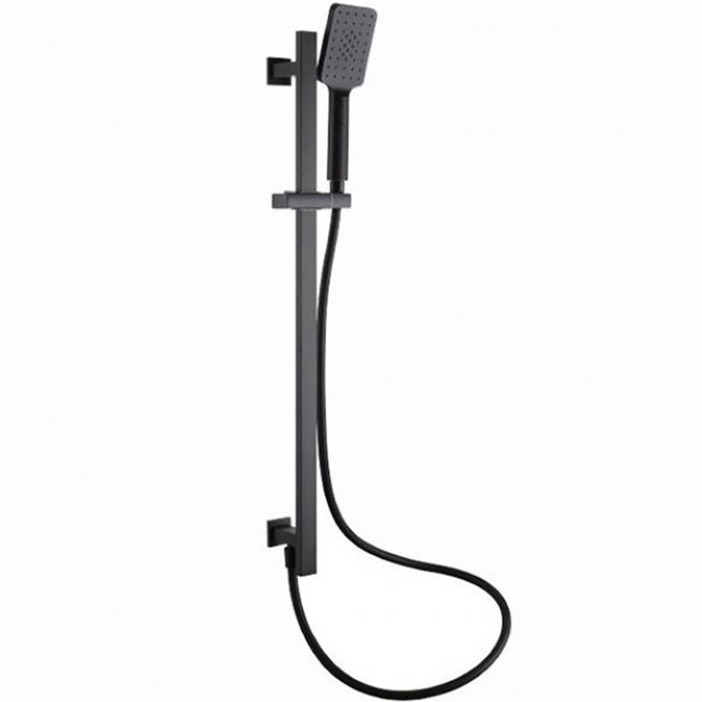 RAK Showering Black Square Slider Rail Shower Kit & Integral Wall Outlet
