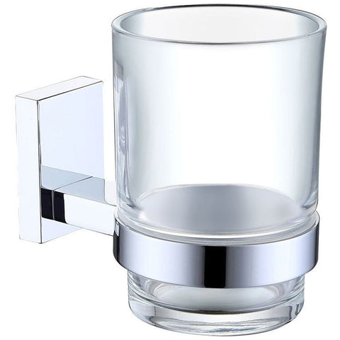 RAK Resort Glass Tumbler & Chrome Holder With Back Plate - RAKC17158