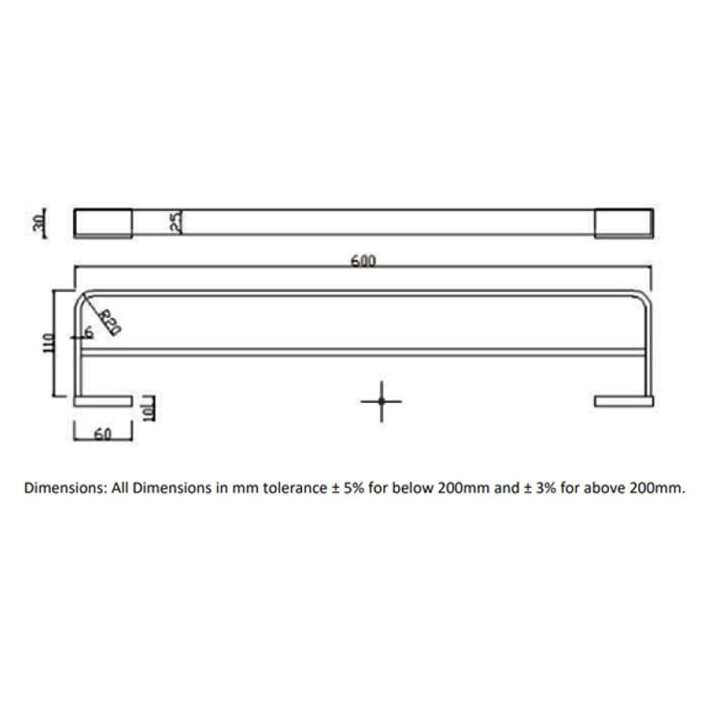 RAK Moon Black Double Towel Bar 600mm - RAKMOO9912B