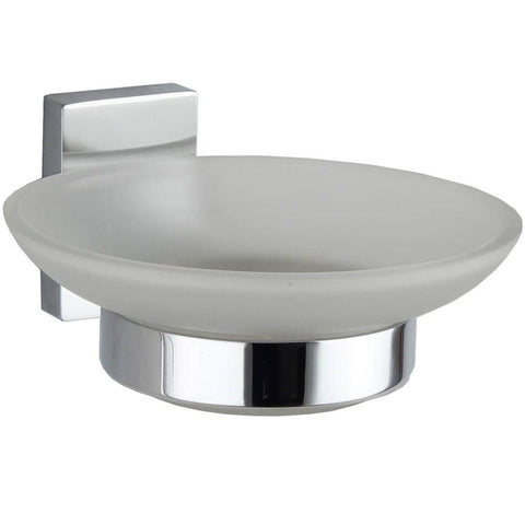 RAK Resort Glass Soap Dish & Chrome Holder With Back Plate - RAKC17159
