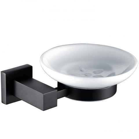 RAK Cubis Black Round Soap Dish & Holder - RAKCUB9905B