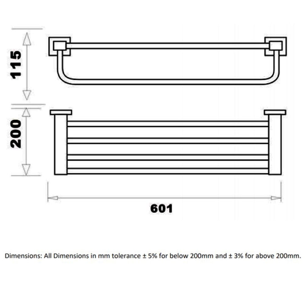 RAK Cubis Black Towel Shelf 600mm - RAKCUB9914B