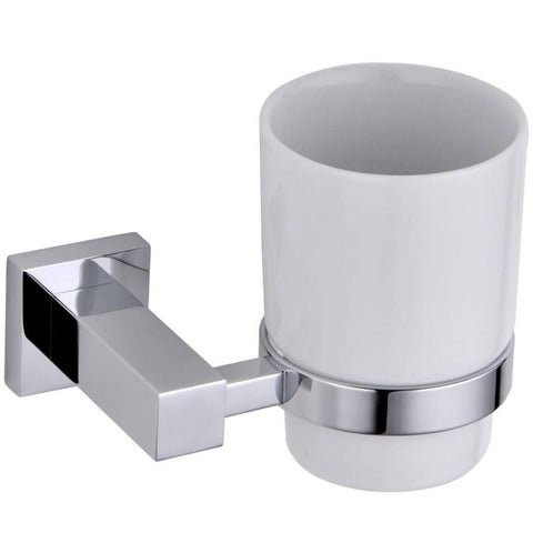 RAK Cubis Silver Wall Mounted Single Tumbler & Holder - RAKCUB9903