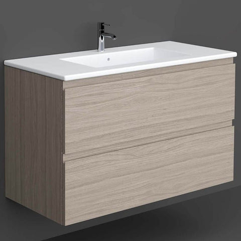 RAK Joy Grey Elm 1000mm Wall Hung Bathroom Vanity Unit with Basin