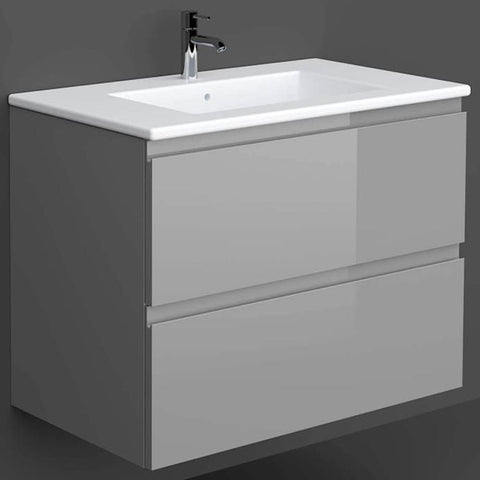 RAK Joy Urban Grey 800mm Wall Hung Bathroom Vanity Unit with Basin