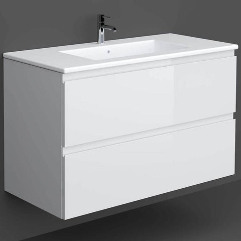 RAK Joy White 1000mm Wall Hung Bathroom Vanity Unit with Basin
