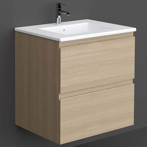 RAK Joy Scandinavian Oak 600mm Wall Hung Bathroom Vanity Unit with Basin