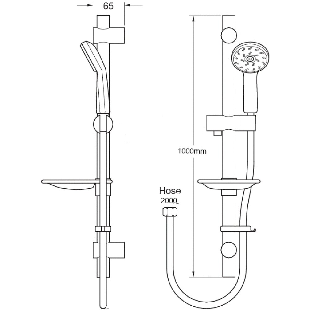 Methven Kiri Satinjet Chrome Shower Kit With 1m Rail K1MSK