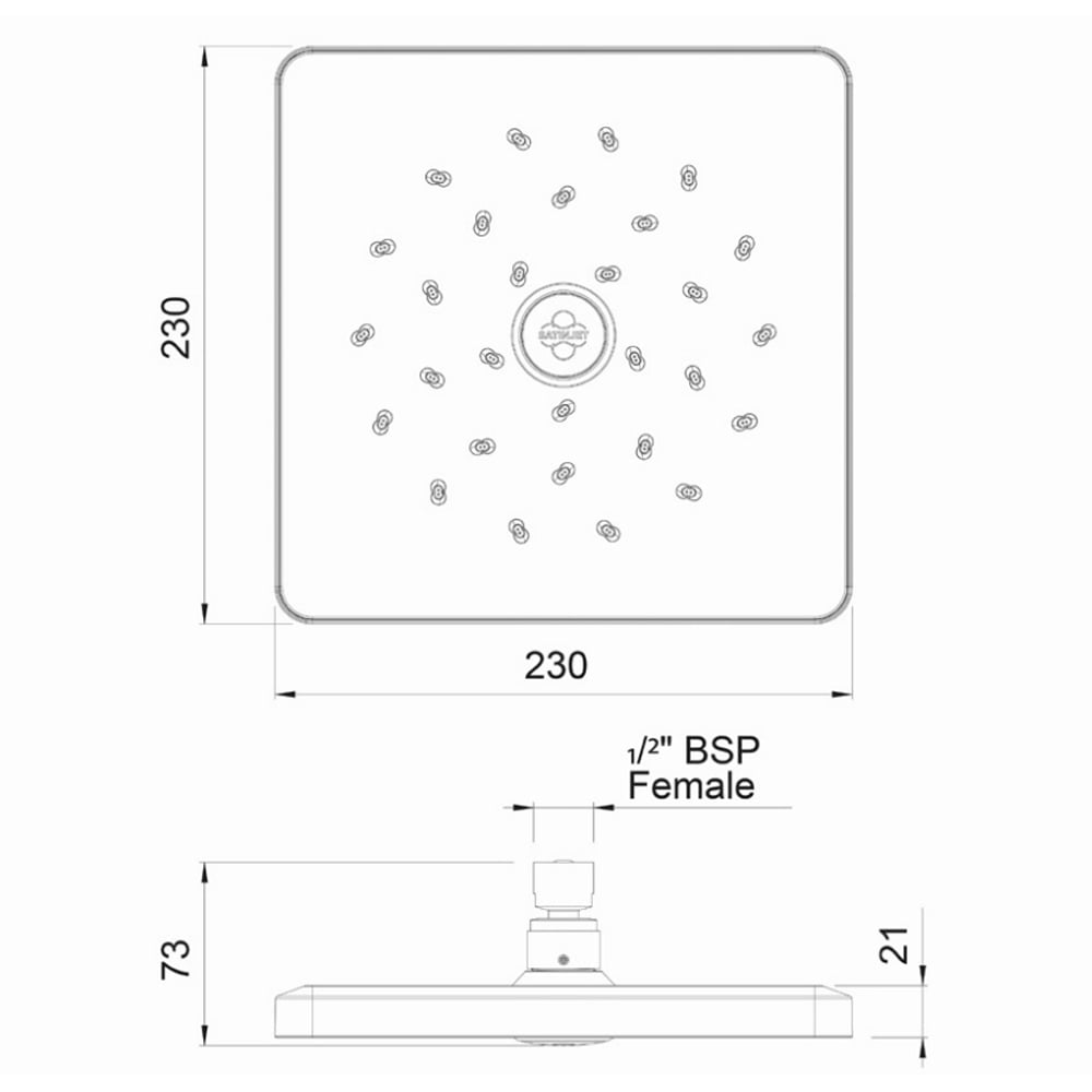 Methven Satinjet Chrome Square Fixed Shower Head OSQ230CP