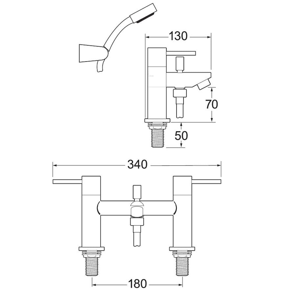 Deva Insignia Chrome Deck Mounted Bath Shower Mixer Tap INS106