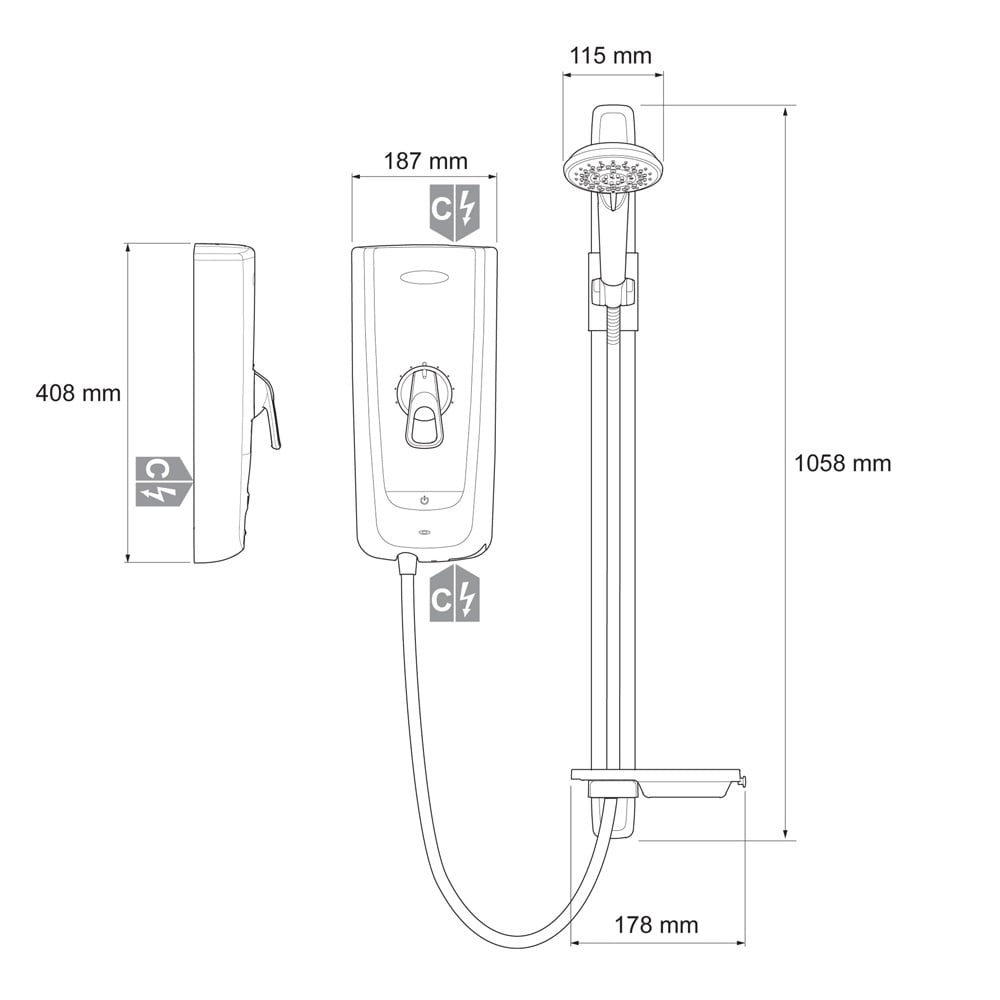 Mira Advance Flex 9.8kW White & Chrome Thermostatic Electric Shower 1.1785.004
